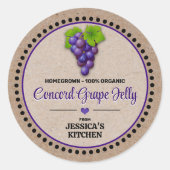 Grape Canning Jar Kraft Paper Style Label (Voorkant)