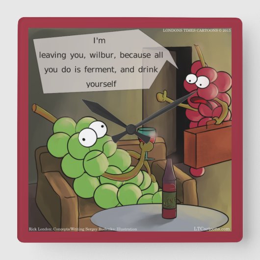 Grape Divorce Funny Wall klok (Voorkant)