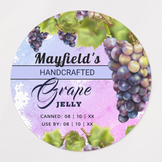 Grape Fruit Canning Jam Jar Labels (Design 1)