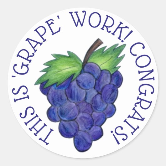 'GRAPE' (Great) werkleraar bunch van druiven Ronde Sticker (Voorkant)