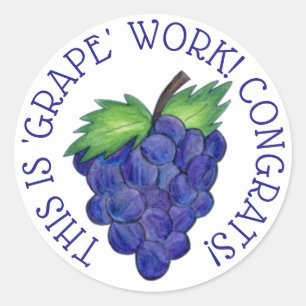 'GRAPE' (Great) werkleraar bunch van druiven Ronde Sticker