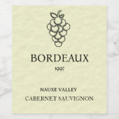 Grape Illustrated Cream Achtergrond Wijn Etiket Se (Enkel label)