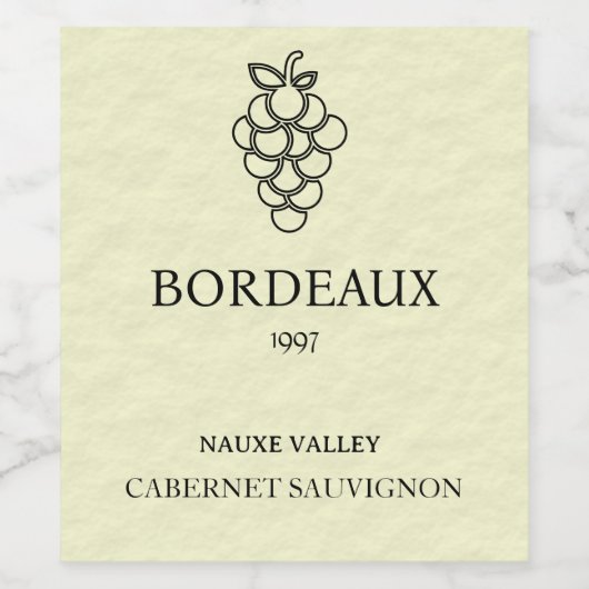Grape Illustrated Cream Achtergrond Wijn Etiket Se (Enkel label)