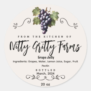 Grape Jam Jelly behouden Aangepaste inblikken Labe Ronde Sticker