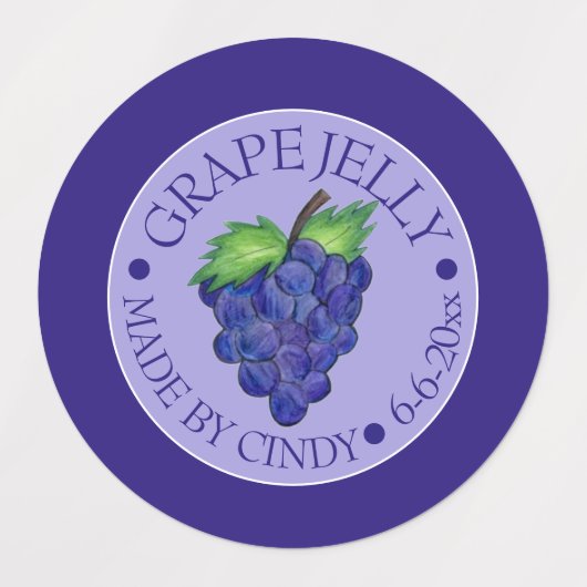 Grape Jam Jelly Fruit Pslaat Homemade in blik van Labels (Design 1)