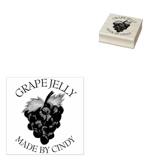 Grape Jam Jelly Fruit Pslaat Homemade in blik van Rubberstempel (Gestempeld)
