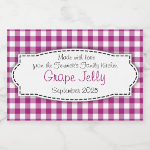 Grape Jelly paarse wit geruit label Voedselcontainer Etiket