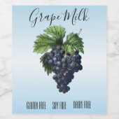 Grape Milk Dairy Soy Gluten Free Funny Wijn Etiket (Enkel label)