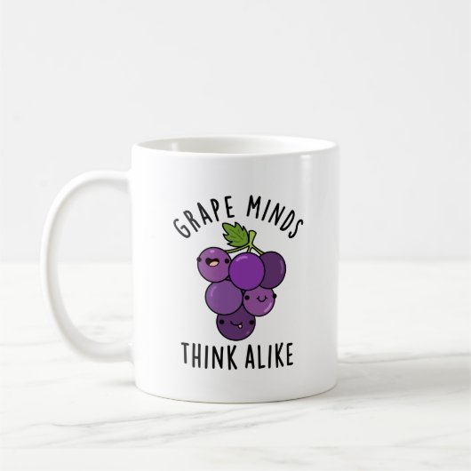 Grape Minds denken aan grappige fruitpun Koffiemok (Links)