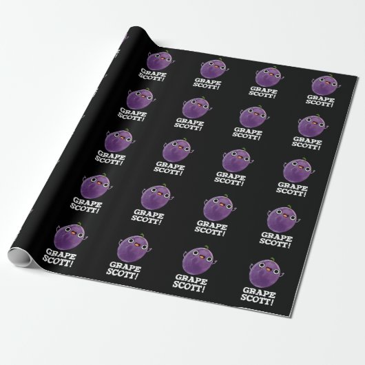 Grape Scott Funny Fruit Grape Pun Dark BG Cadeaupapier (Uitgerold)