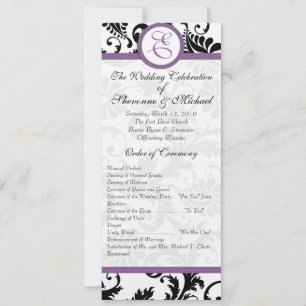Grape Trim Black Damask Swirls Wedding Invitation Kaart