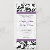 Grape Trim Black Damask Swirls Wedding Invitation Kaart (Voorkant)
