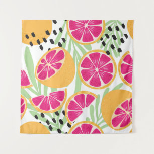 Grapefruit & Bladeren: Tropisch Wandkleed