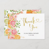 Grapefruit Citrus Bruiloft Dankkaart Bedankkaart (Voorkant / Achterkant)