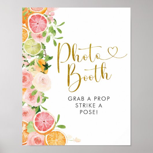 Grapefruit Citrus Bruiloft Feest Fotohokje Bord Poster (Voorkant)