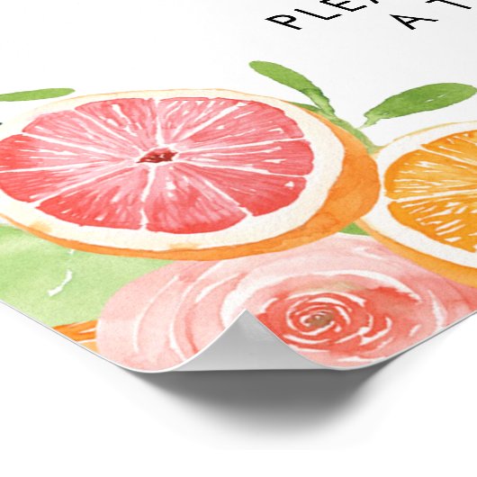 Grapefruit Citrus Bruiloft Feest Liefde is Zoet Poster (Hoek)