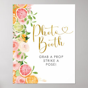 Grapefruit Citrus Bruiloft Foto Booth Bord Poster