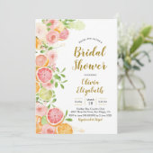 Grapefruit Citrus Fruit Bridal Shower Invitation Kaart (Staand voorkant)