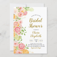 Grapefruit Citrus Fruit Bridal Shower Invitation
