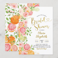 Grapefruit Citrus Fruit Bridal Shower Invitation