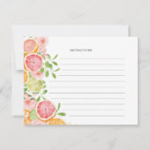 Grapefruit Citrus Fruit Bruiloft Recept Kaart (Achterkant)