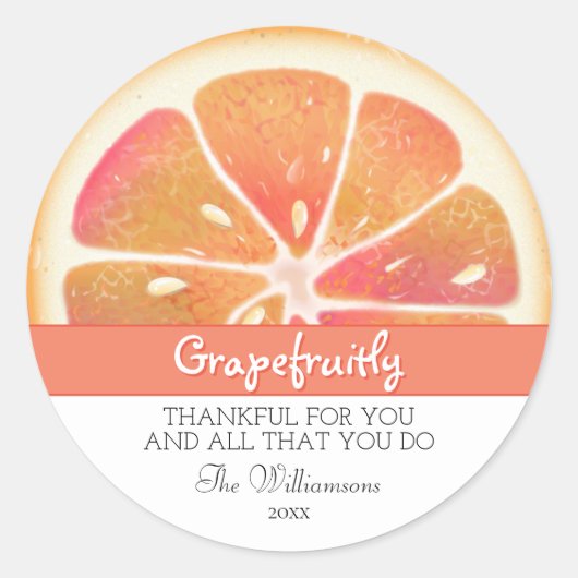 Grapefruit Citrus Fruit | Dank U Ronde Sticker (Voorkant)