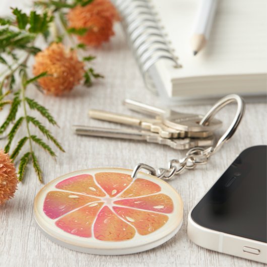 Grapefruit Citrus Fruit Slice Sleutelhanger (Voorkant Rechts)