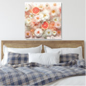 Grapefruit en bloemen Abstract Canvas Afdruk (Insitu (Slaapkamer))
