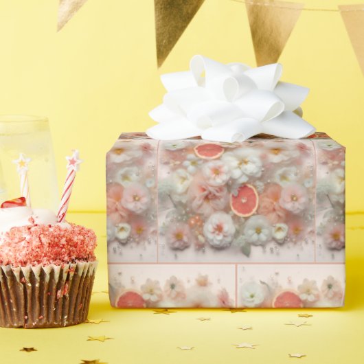 Grapefruit en bloemen in het water cadeaupapier (Verjaardagsfeest)
