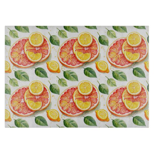 Grapefruit en citroenen Polka Dot Citrus Snijplank (Voorkant)