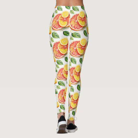 Grapefruit en citroenen Waterverf Citrus Leggings (Achterkant)