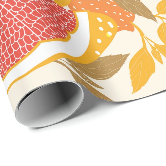 Grapefruit en halve snijwonden met bladeren op wit cadeaupapier (Rol Hoek)