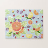 Grapefruit Lemon Oranje Raspberry Citrus Fruitmix Legpuzzel (Horizontaal)