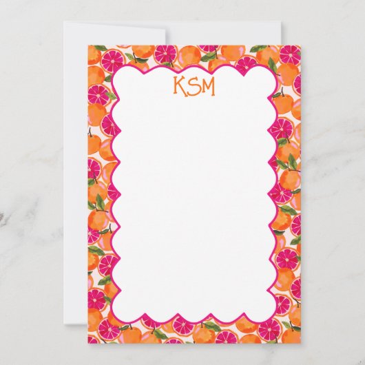 Grapefruit Monogram Aquarel Kaart (Voorkant)