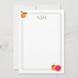 Grapefruit/pompelmoes monogram briefpapier kaart