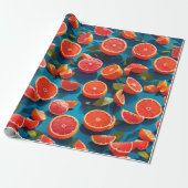 Grapefruit sappig Rainbow Custom Pattern Cadeaupapier (Uitgerold)