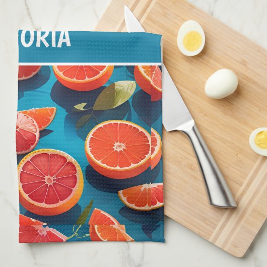 Grapefruit sappig Rainbow Custom Pattern Theedoek (Quarter Fold)