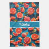 Grapefruit sappig Rainbow Custom Pattern Theedoek (Verticaal)