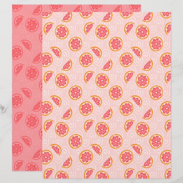 Grapefruit scrapbookpapier (Voorkant / Achterkant)