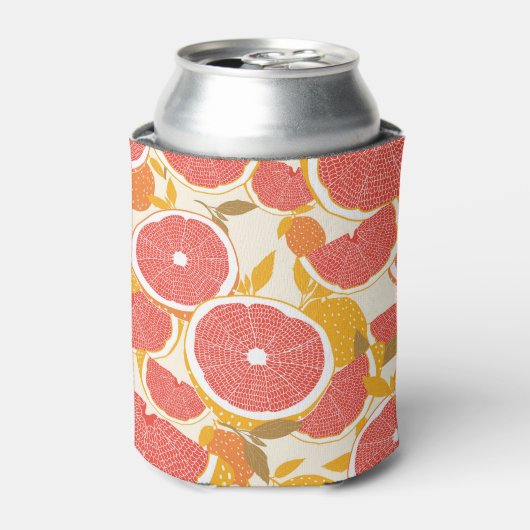 Grapefruit Slices met Bladeren Blikjeskoeler (Blikje Voorkant)