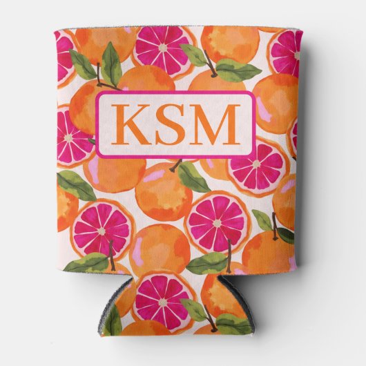 Grapefruit Waterverf monogram Blikjeskoeler (Voorkant)