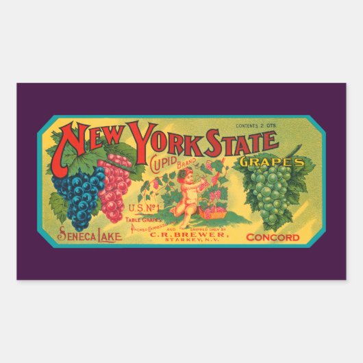  Grapes Crate Art New York Rechthoekige Sticker (Voorkant)