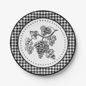 Grapes Gingham Papieren Bordje (Voorkant)