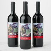 GRAPES, GRAPEVINES, PEARS, Red Wine Tasting Party Wijn Etiket (Flessen)