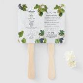 Grapes Vineyard Greek Island Wedding Programme Handwaaier (Voorkant en achterkant)