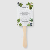 Grapes Vineyard Greek Island Wedding Programme Handwaaier (Achterkant)
