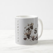  Grapevine Etching Zwart-wit Monogram Koffiemok (Voorkant rechts)