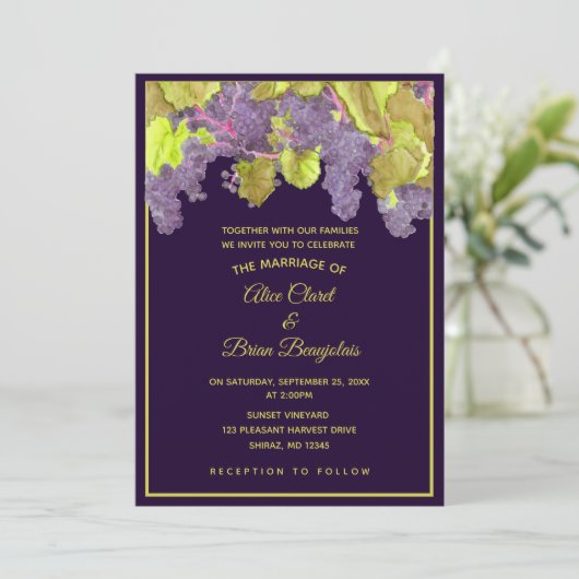 Grapevine Vignoble Faire-part de mariage pourpre (Debout devant)