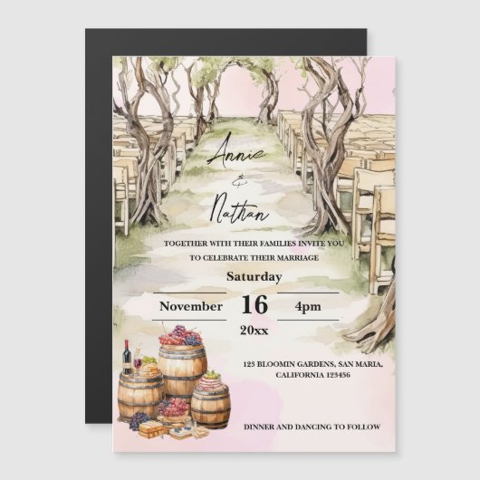 Grapevine Vignoble Faire-part de mariage romantiqu (Devant / Derrière)