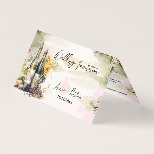 Grapevine Vineyard Romantische bruiloft uitnodigin Kaart (Voorkant)